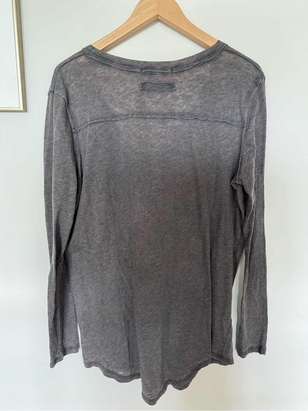 We The Free Charcoal V-Neck Long Sleeve Pocket Tee - Picture 3 of 7